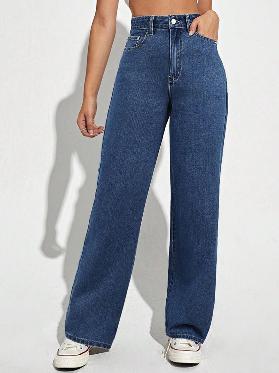

Kotty Women Cotton Straight Fit High-Rise Stretchable Jeans, Blue