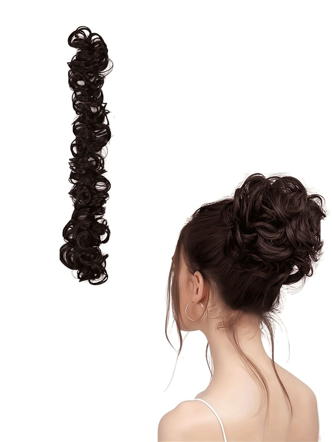 

D-Divine Long Frill Hair Bun Messy Hair Extension- Brown