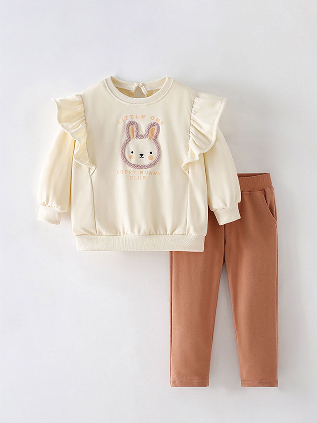 

LULU & SKY Girls Printed Top with Trousers, Brown