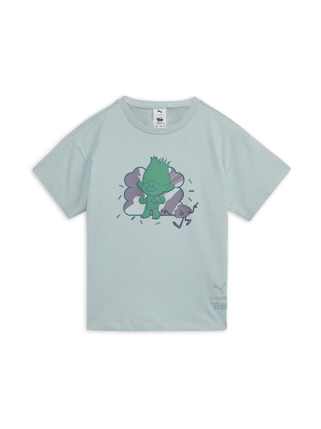 

Puma PUMA x TROLLS Boys Graphic Printed Cotton Relaxed Fit T-Shirt, Blue
