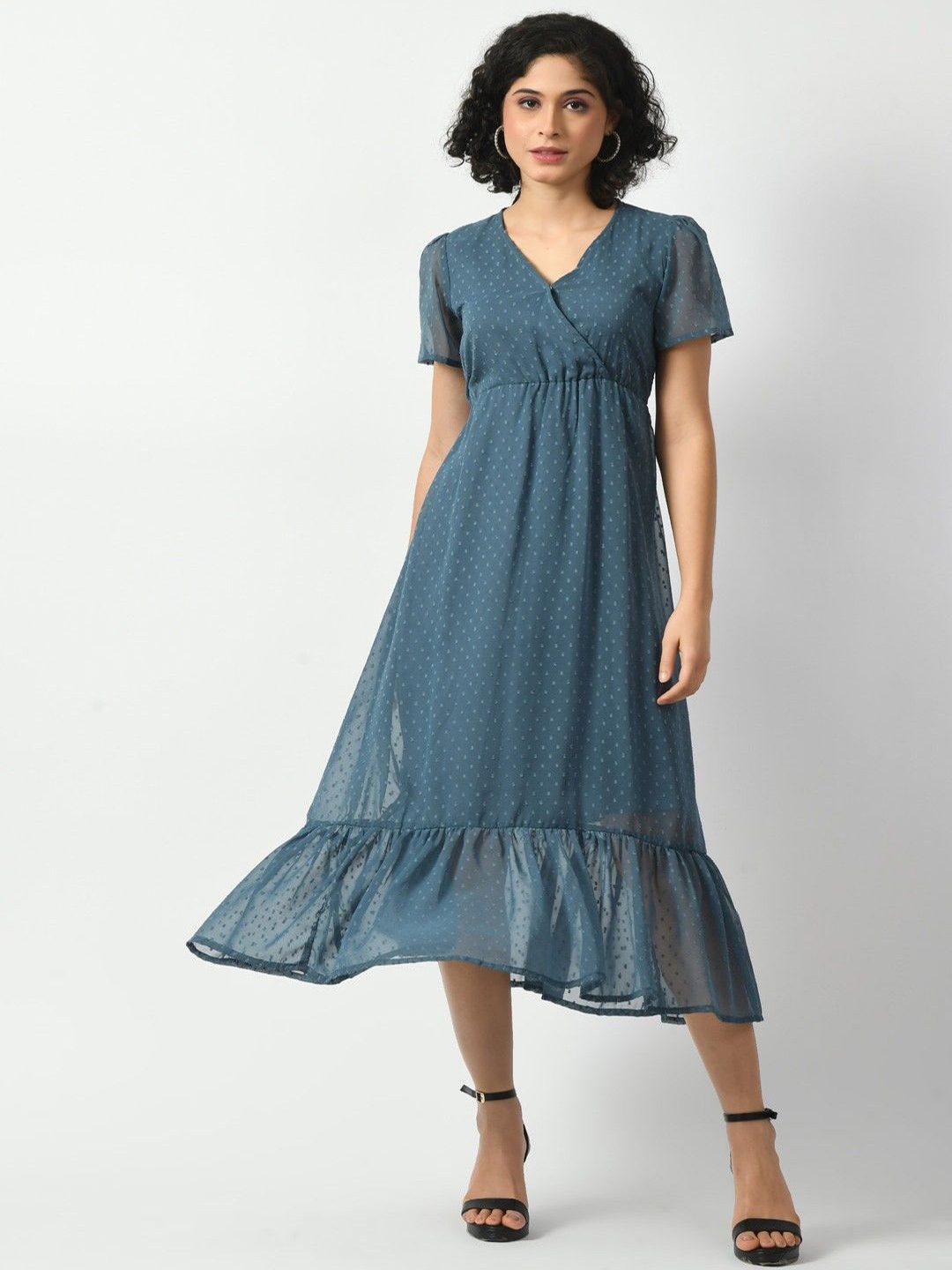 

KALINI Georgette Wrap Midi Dress, Blue