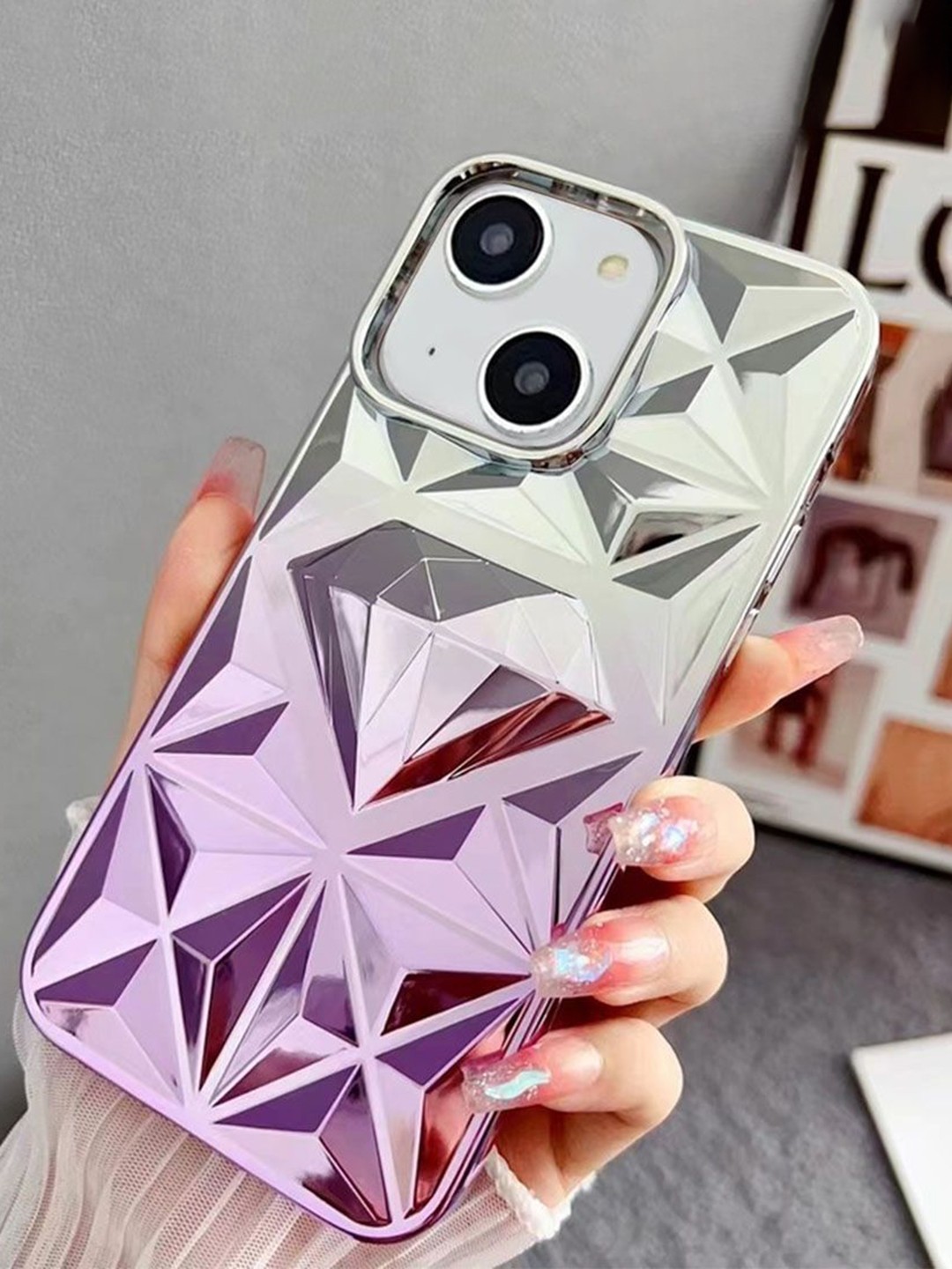 

Luxury Kase Conversational Printed iPhone 15 Back Case Mobile Accessories, Purple