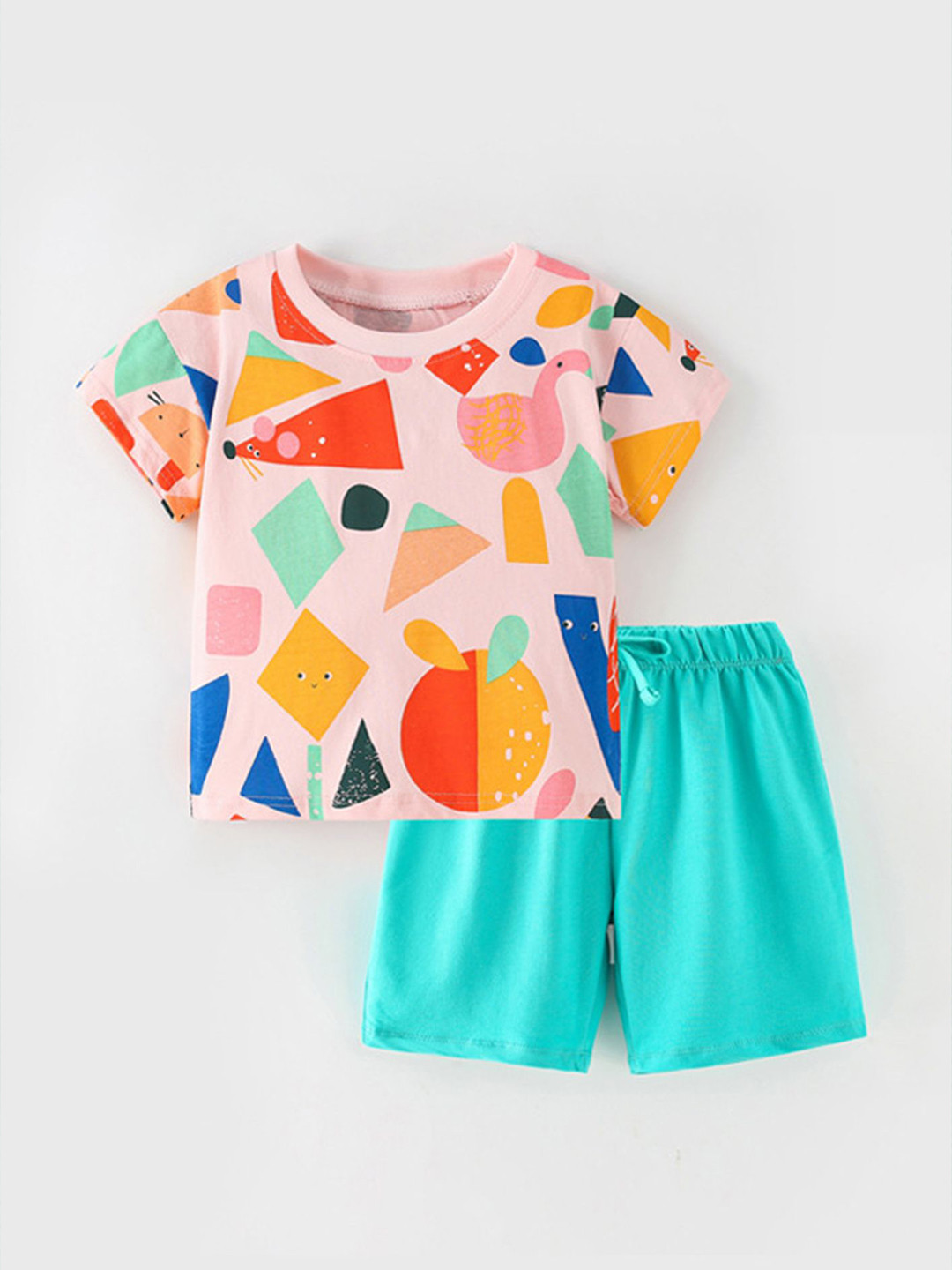 

LULU & SKY Unisex Kids Printed T-shirt with Shorts, Pink