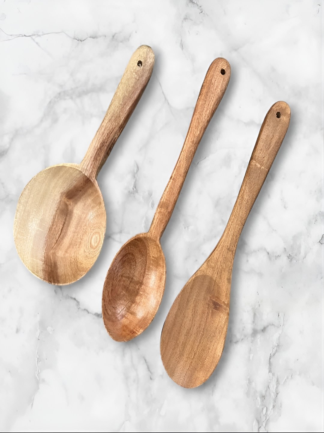 

oggn Brown & Beige 3 Pieces Wooden Spatula