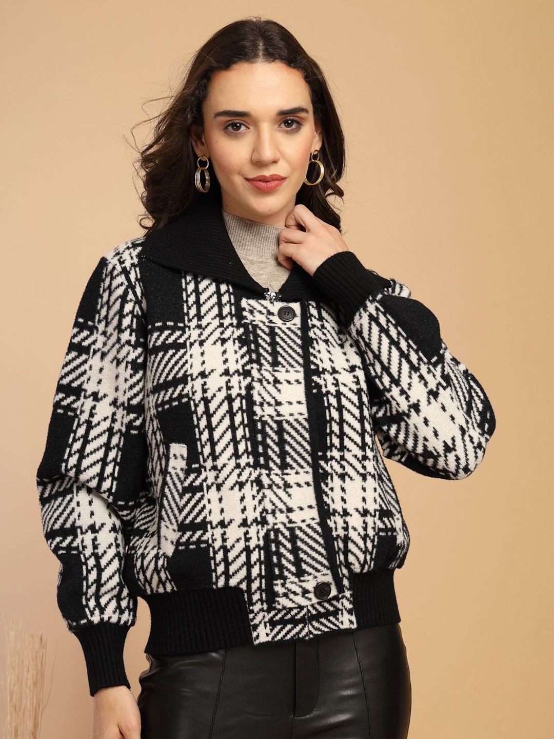 

Gipsy Women Checked Cardigan, Black