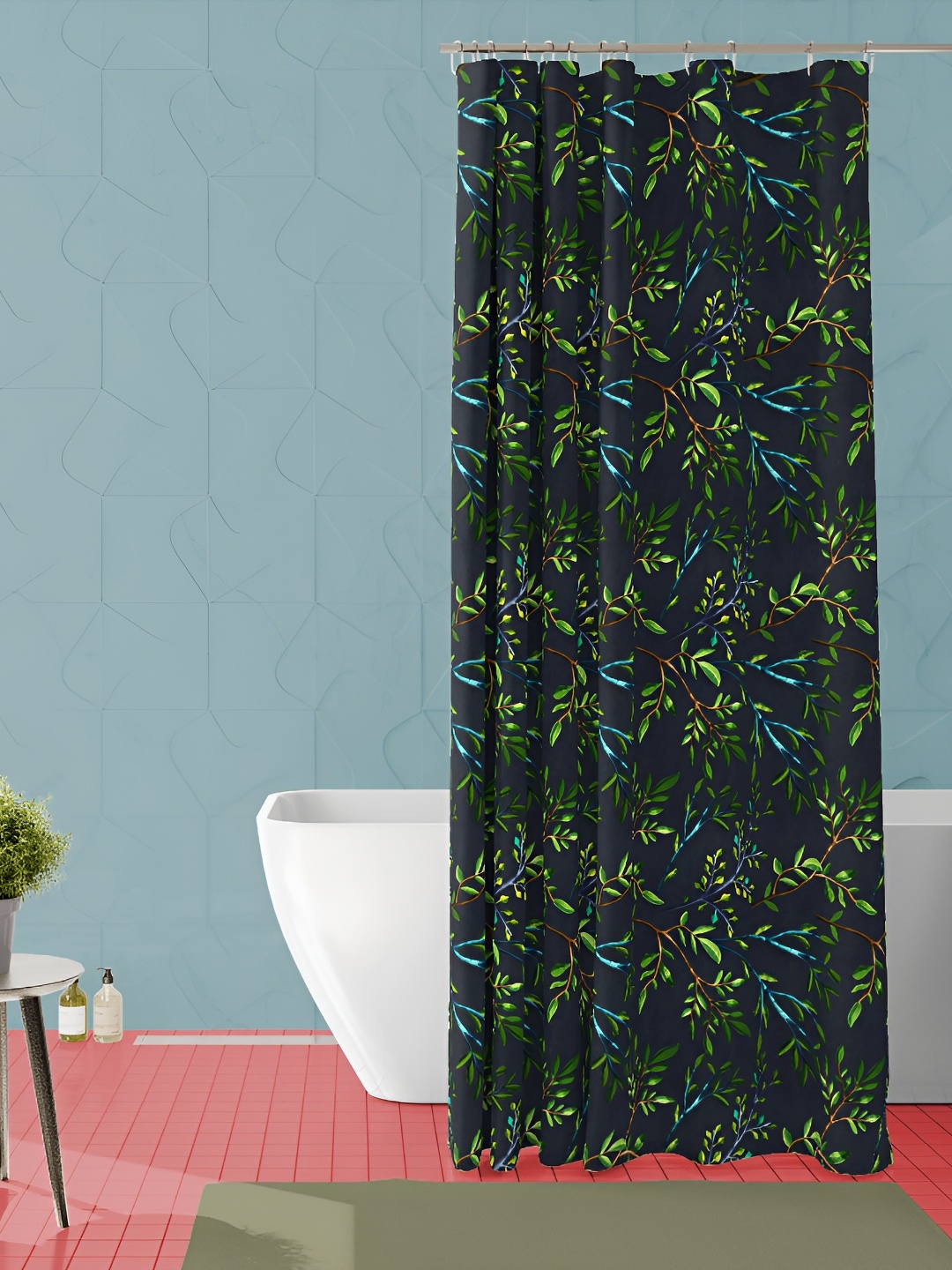 

ArtzFolio Black & Green Printed Waterproof Shower Curtain