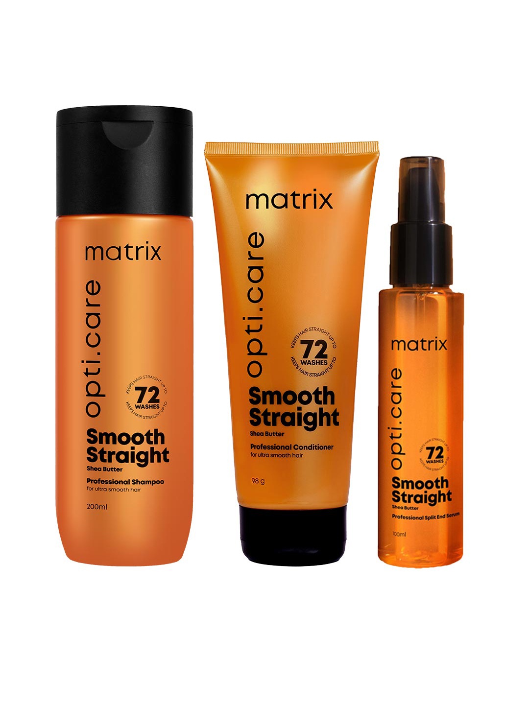 

MATRIX Opti.care Smooth Straight Professional Hair Serum + Conditioner + Shampoo, Orange