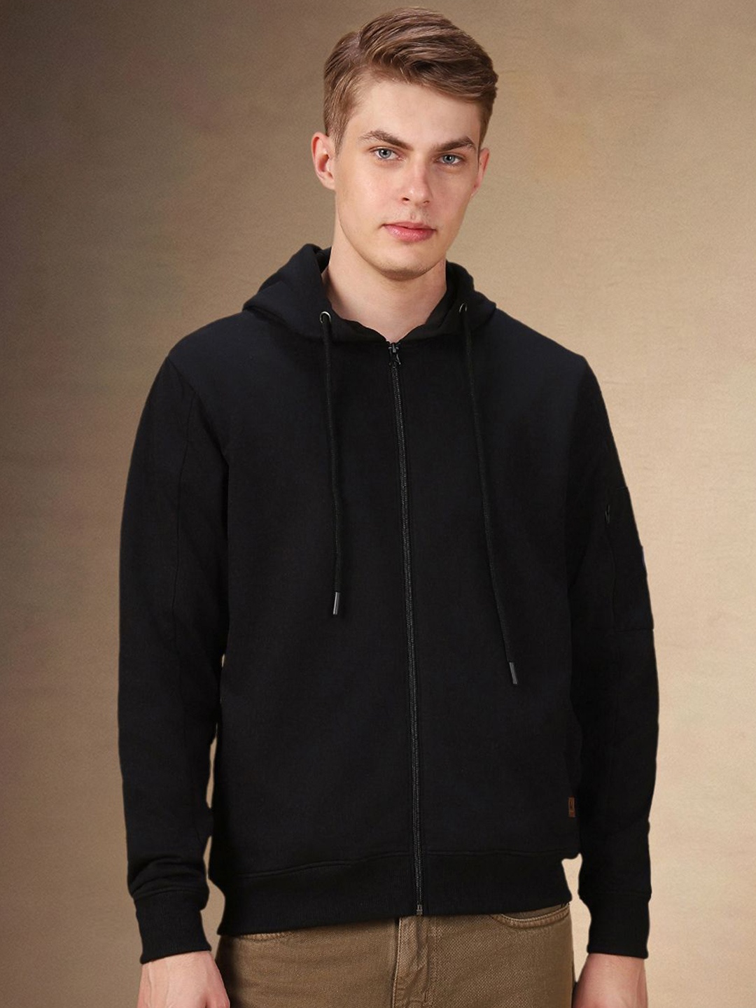 

Dennis Lingo Men Cotton Hooded Front-Open Sweatshirt, Black