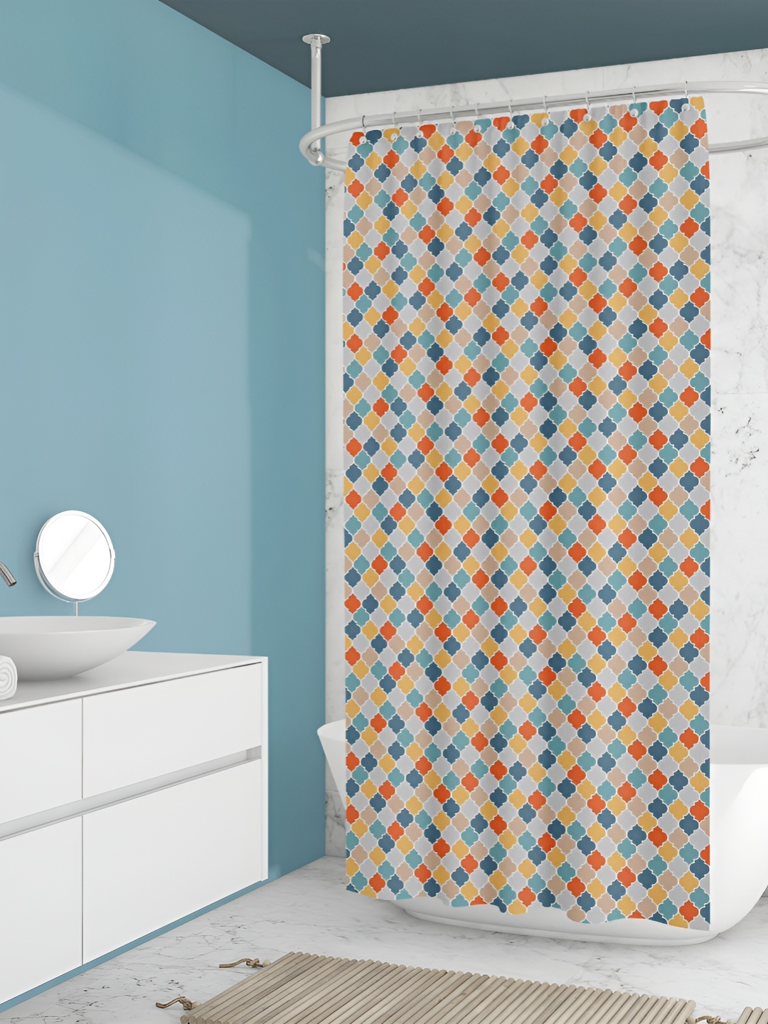 

ArtzFolio Yellow & Blue Abstract Printed Waterproof Shower Curtain