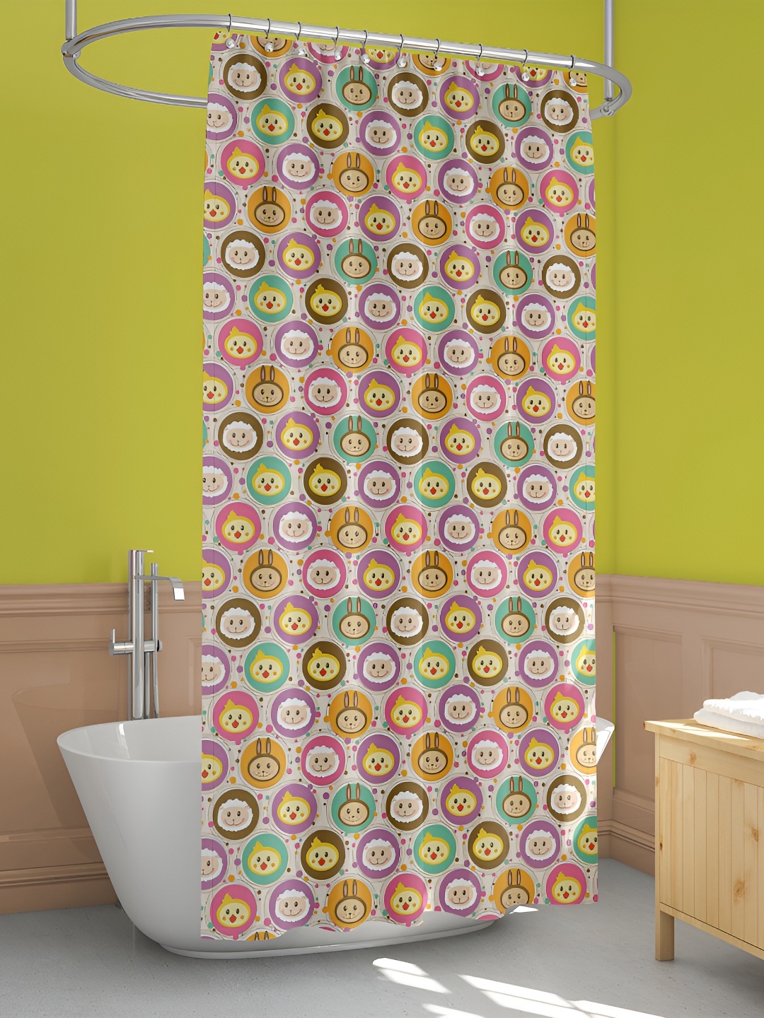 

ArtzFolio White & Pink Printed Waterproof Shower Curtain