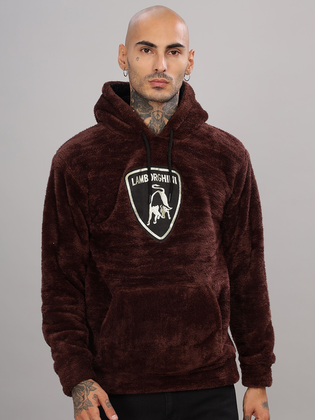 

WE PERFECT Men Hooded Sweatshirt, Brown