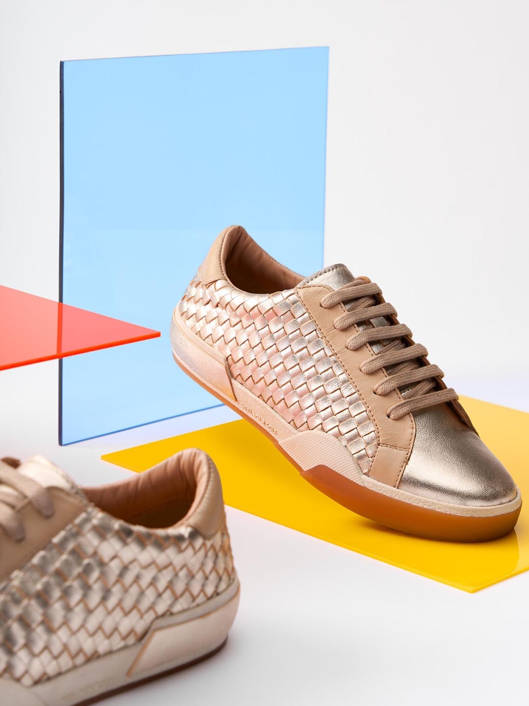 

HEEL YOUR SOLE Women Lace-Ups Leather Sneakers, Gold