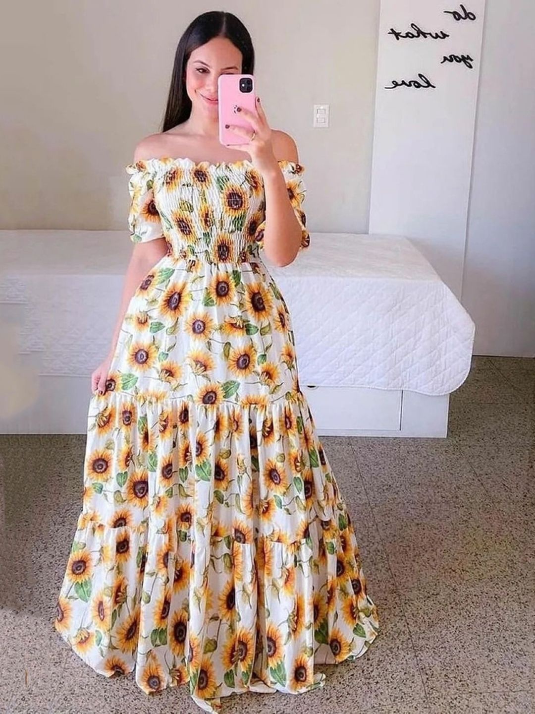 

StyleCast Floral Printed Off-Shoulder Maxi Dress, Yellow