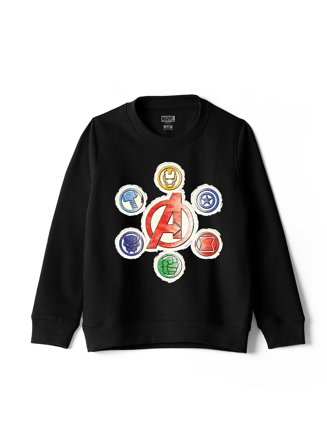 

Wear Your Mind Boys Graphic Printed Round Neck Pullover Sweatshirt, Black