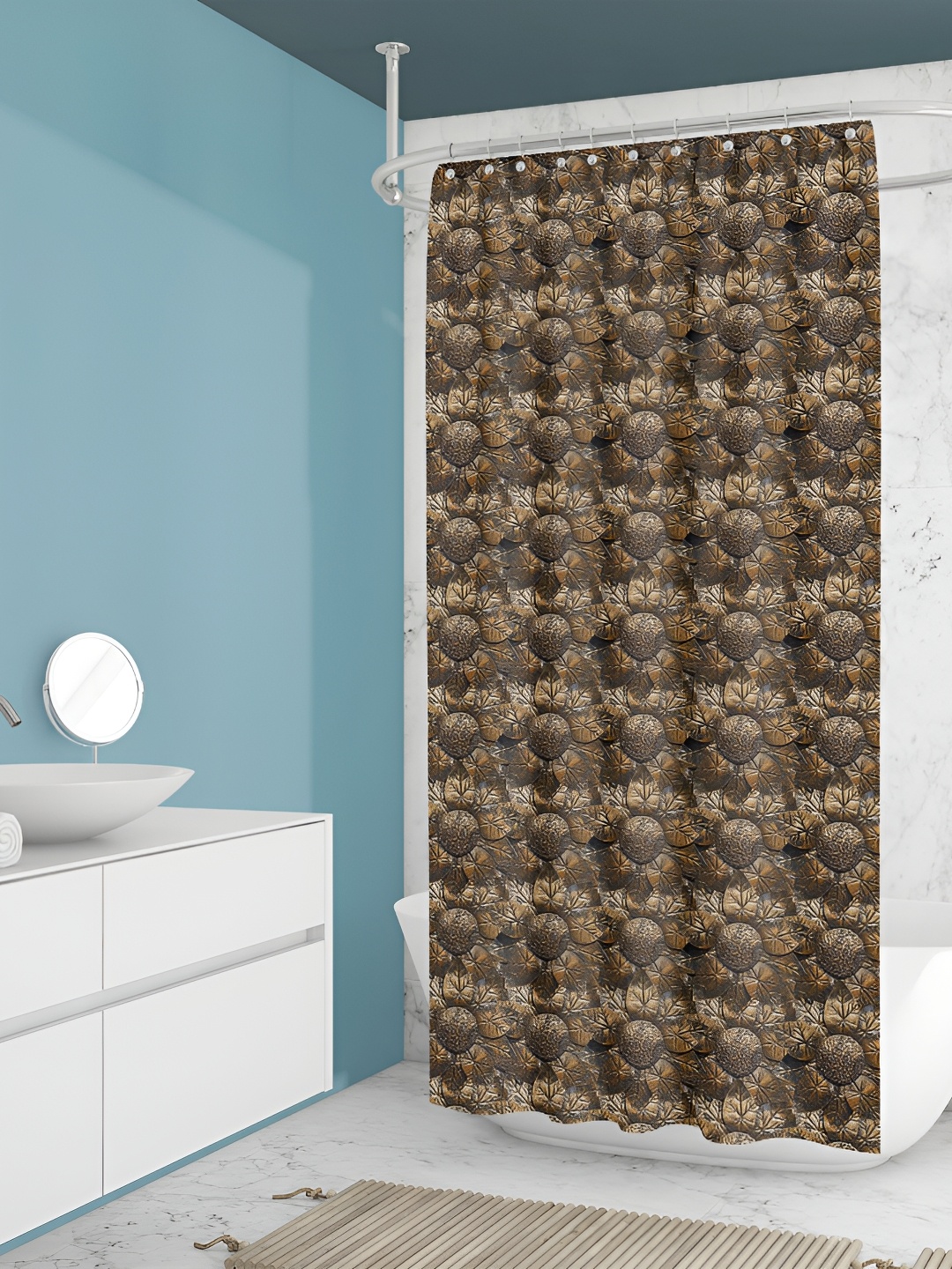 

ArtzFolio Brown Floral Printed Waterproof Shower Curtain