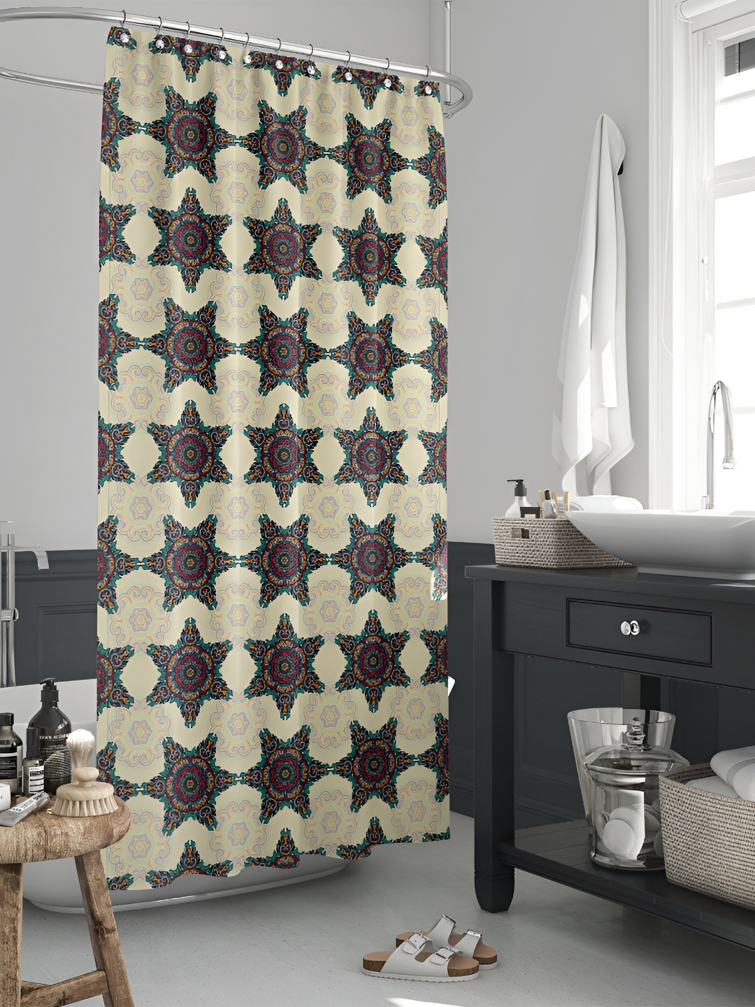 

ArtzFolio Single Piece Waterproof Polyester Shower Curtain, Multi