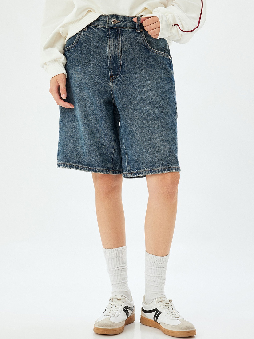 

Koton Women Mid-Rise Regular Fit Denim Shorts, Blue