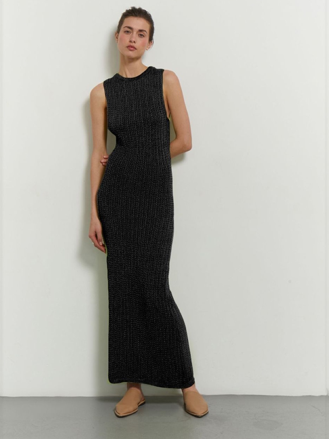 

HERE&NOW Women Sleeveless Bodycon Maxi Dress, Black