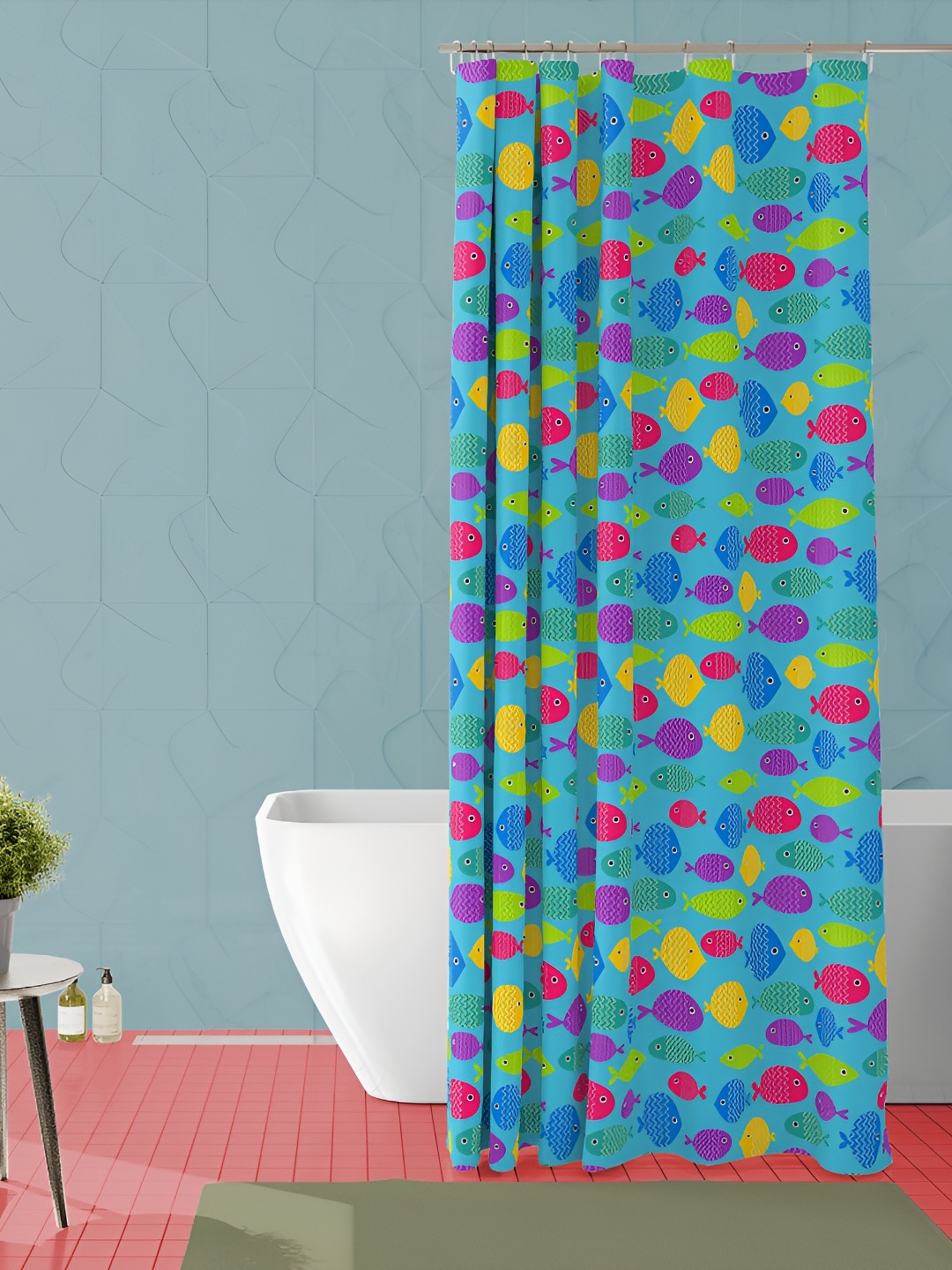 

ArtzFolio Blue & Red Printed Waterproof Shower Curtain