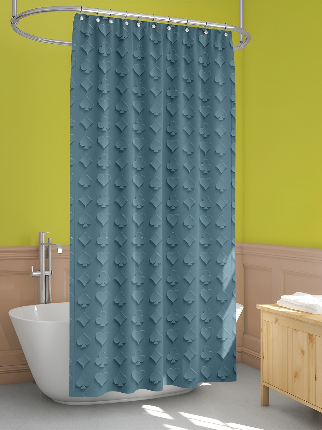 

ArtzFolio Turquoise Blue Self Design Waterproof Shower Curtain