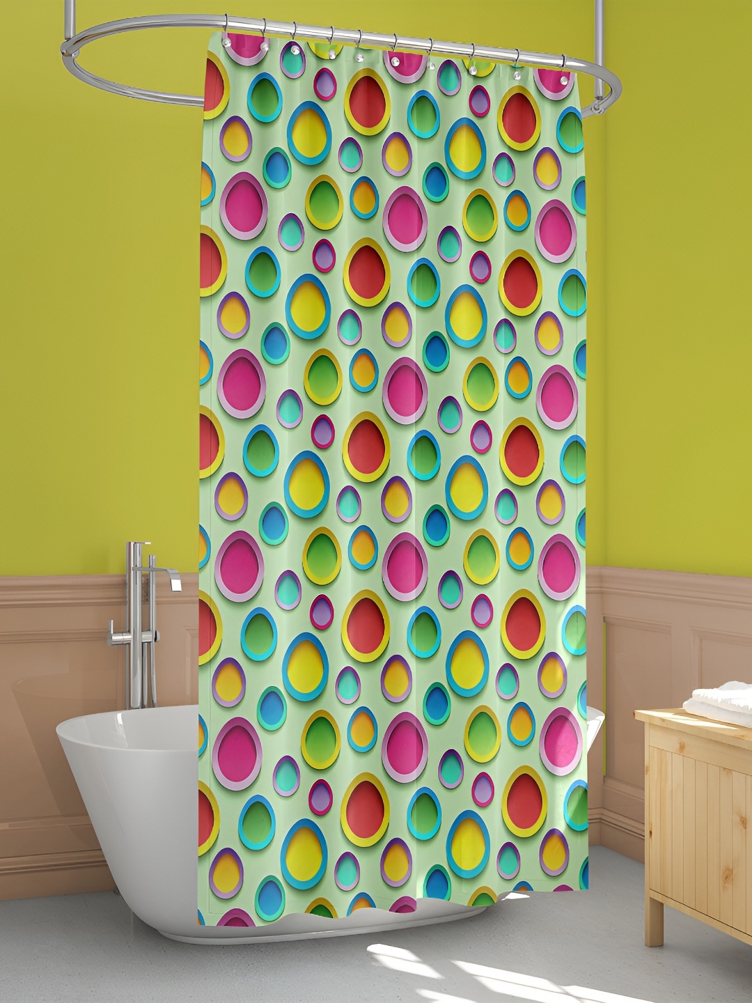 

ArtzFolio Green & Pink Printed Waterproof Shower Curtain