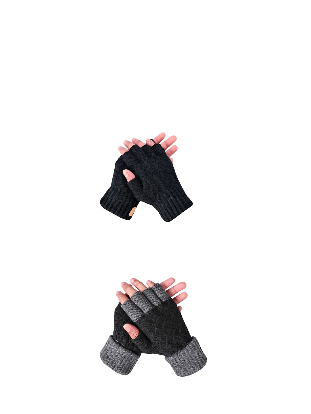

LOOM LEGACY Men Pack of 2 Acrylic Fingerless Gloves, Black