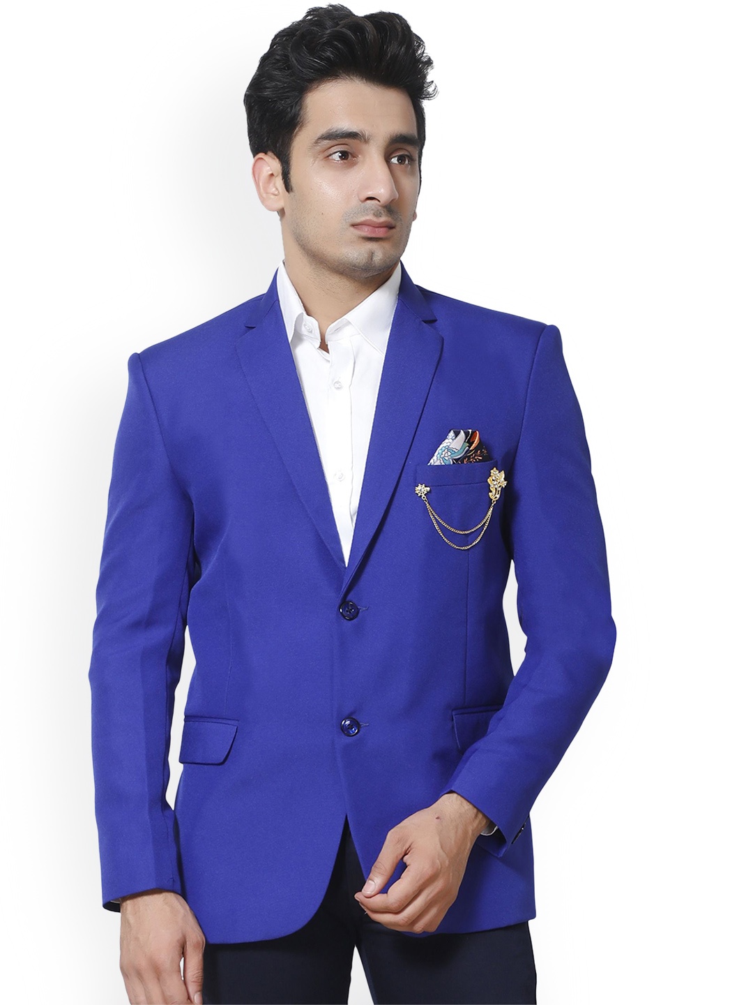 

BAESD Peaked Lapel Collar Single-Breasted Party Blazer, Blue