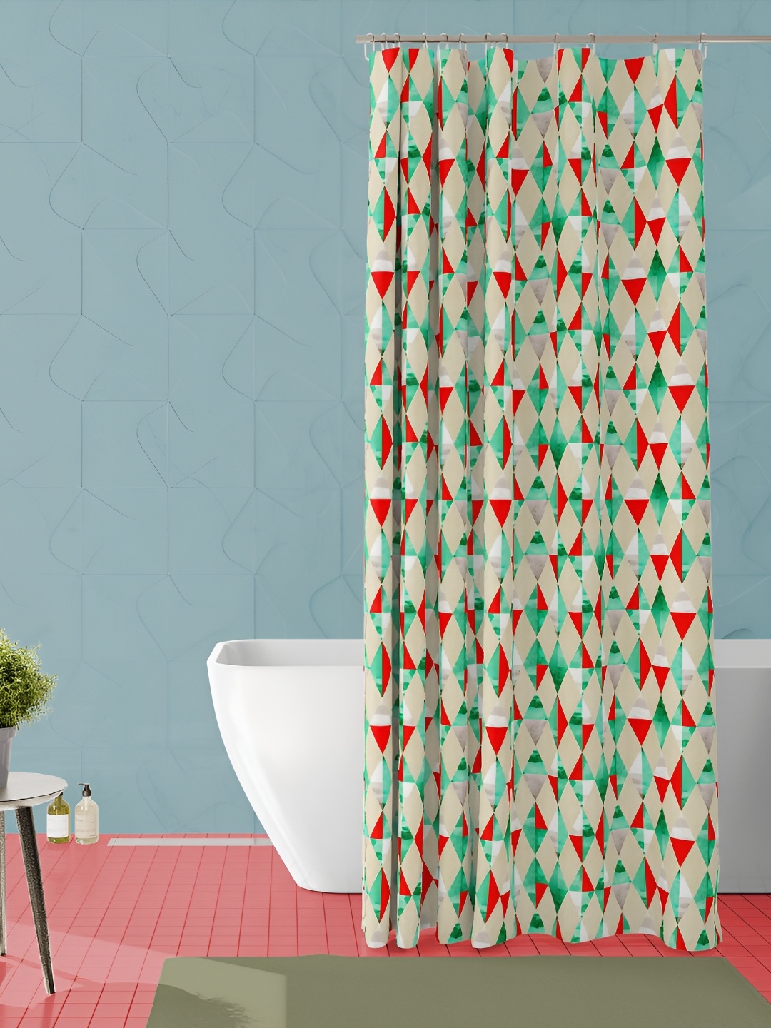 

ArtzFolio Green & Red Printed Waterproof Shower Curtain