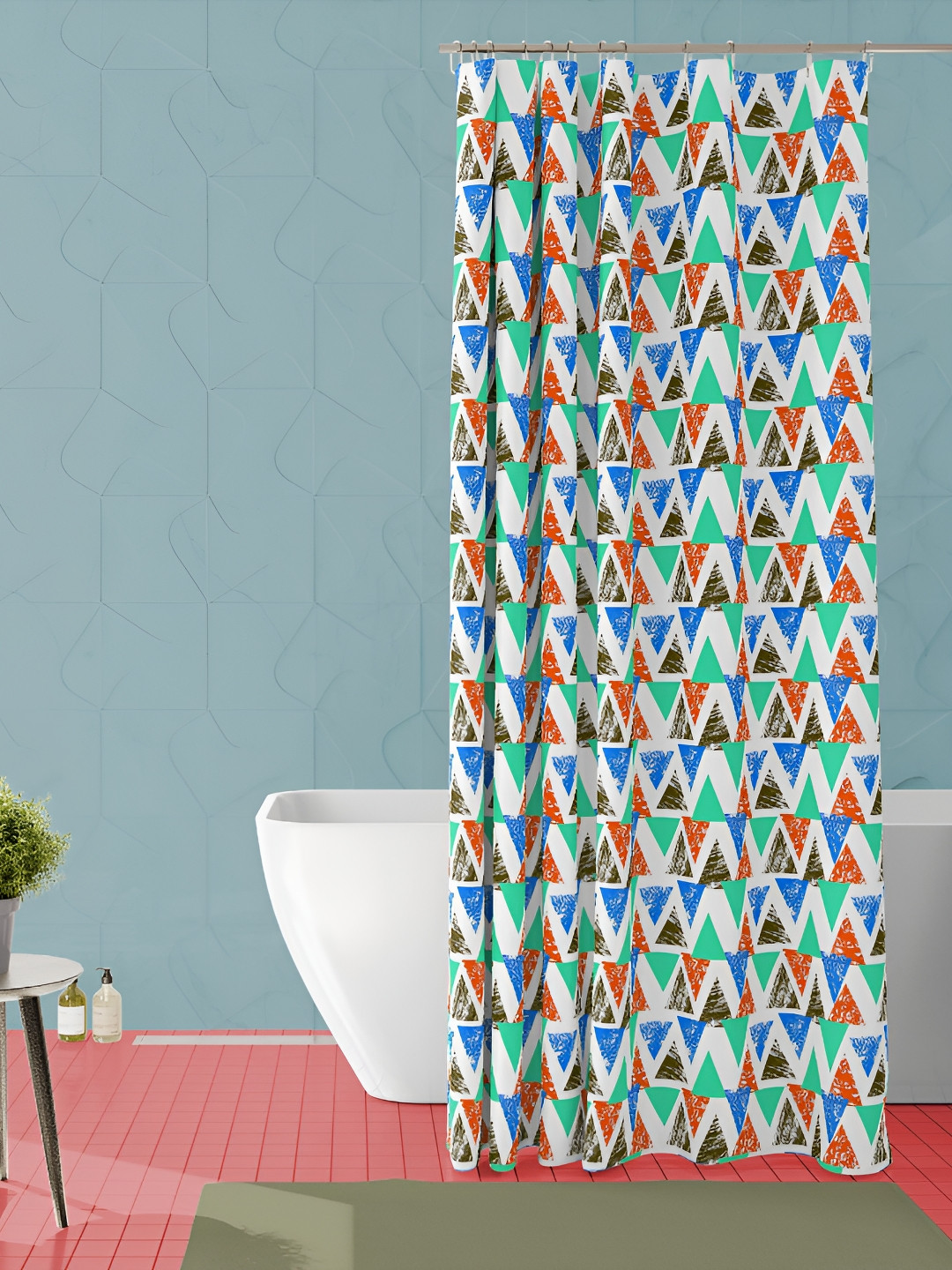 

ArtzFolio Green & Blue Printed Waterproof Shower Curtain