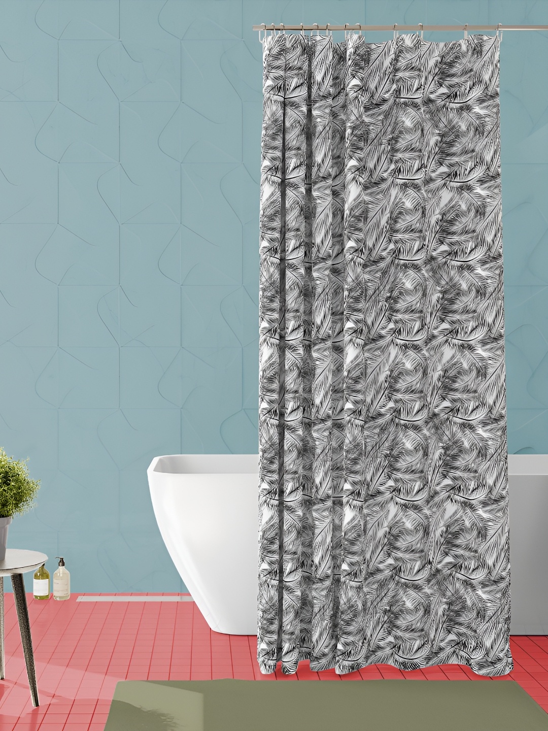 

ArtzFolio Grey & White Printed Waterproof Shower Curtains