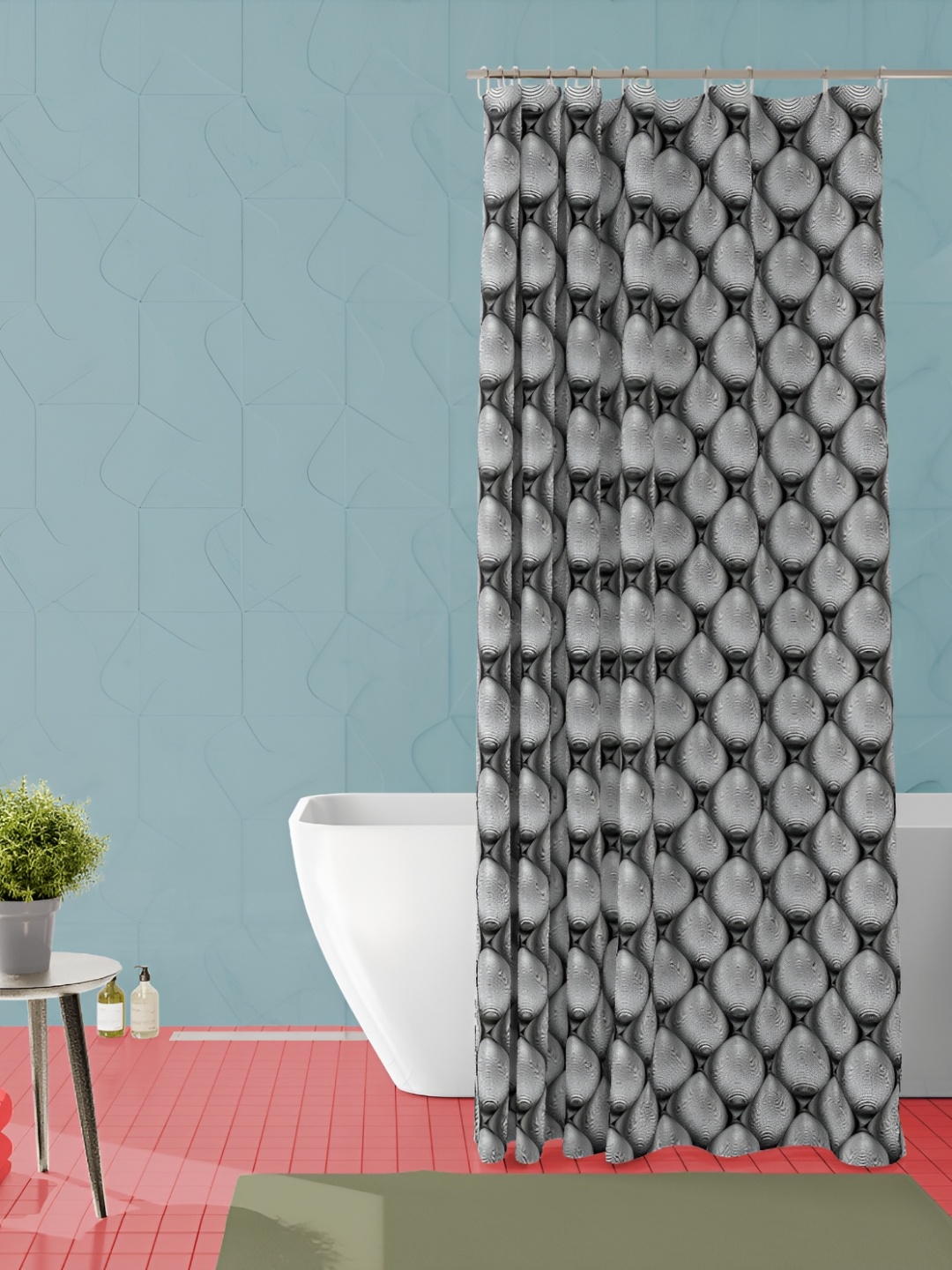 

ArtzFolio Grey & Black Printed Waterproof Shower Curtain