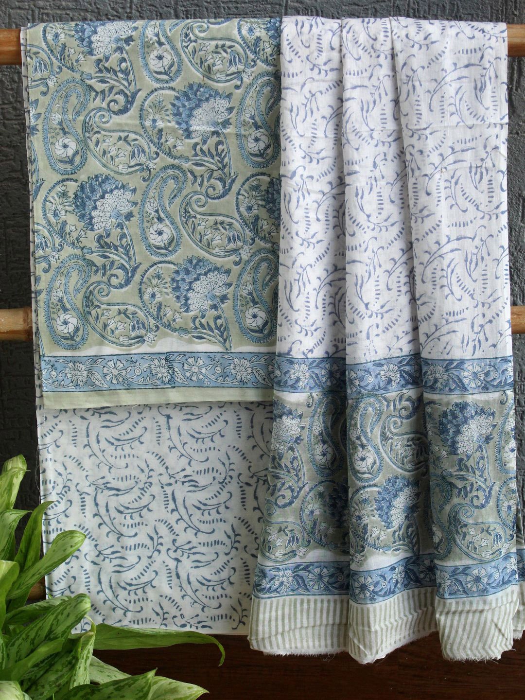 

Weaves of Tradition Ethnic Motifs Printed Pure Cotton Unstitched Dress Material, Green