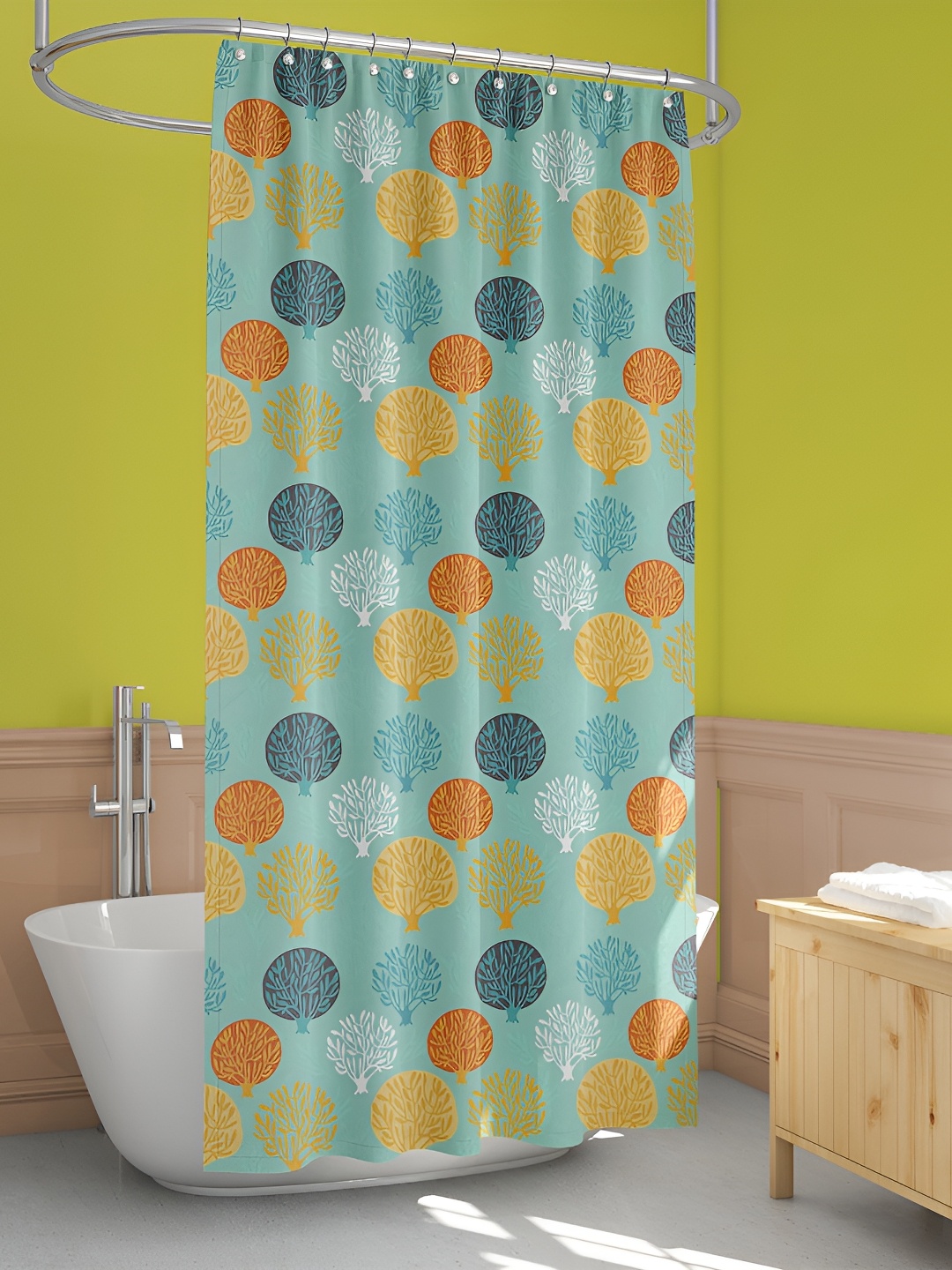 

ArtzFolio Blue & Yellow Floral Printed Waterproof Shower Curtain