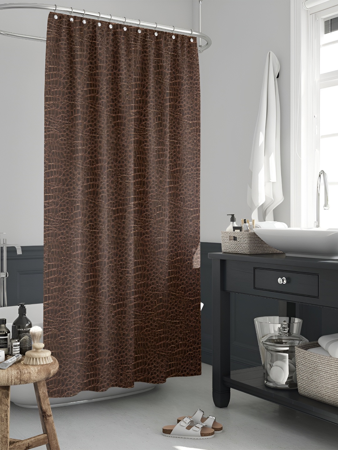 

ArtzFolio Brown Printed Waterproof Shower Curtain