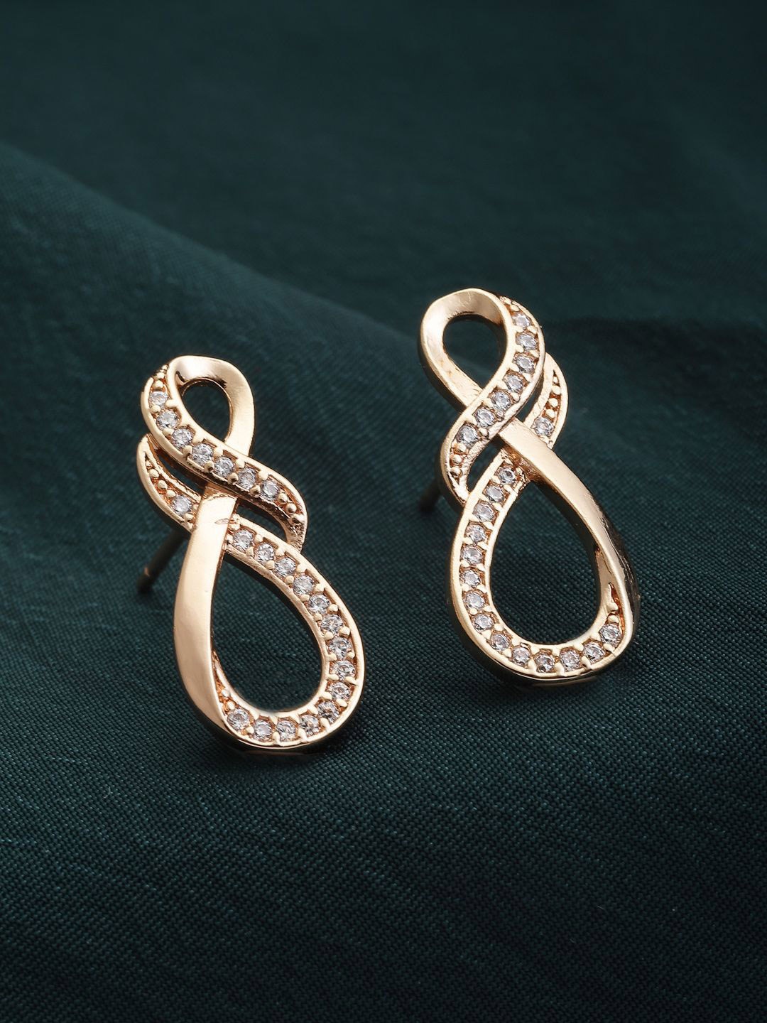 

DressBerry Gold-Plated Contemporary Stone Studded Drop Earrings