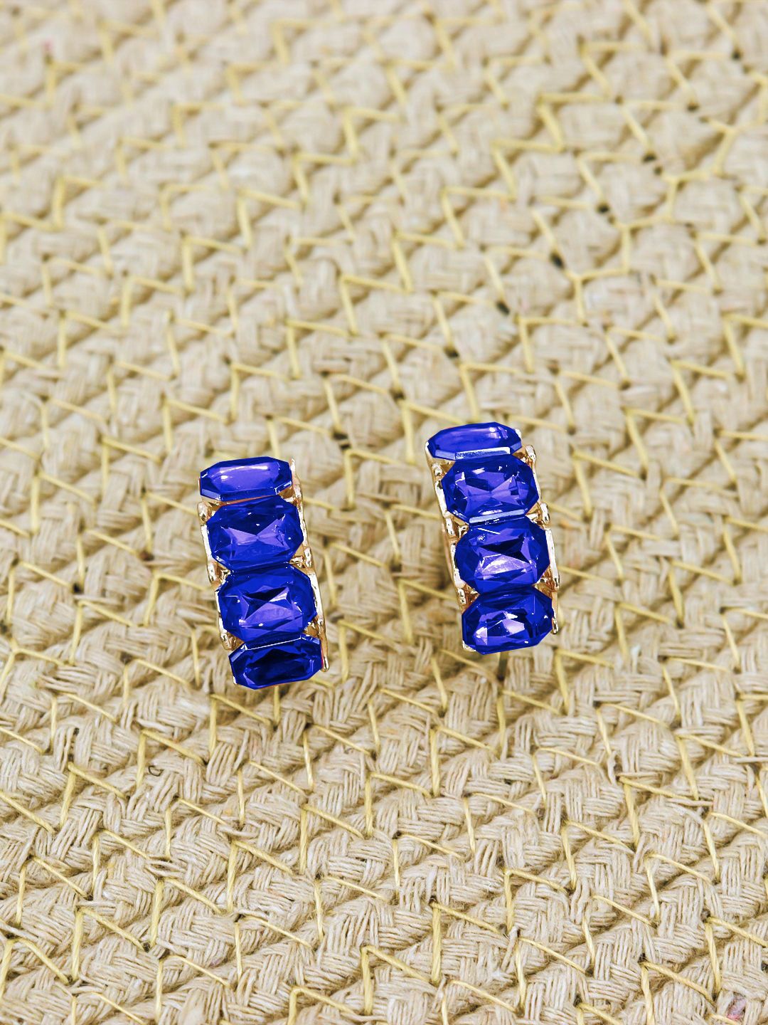 

KRENOZ Circular Half Hoop Earrings, Blue