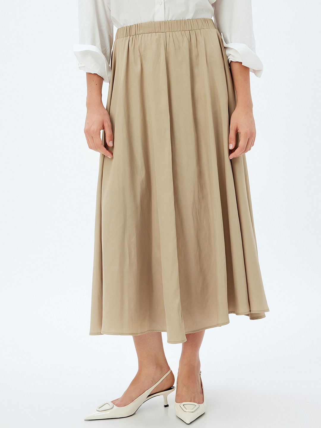 

Koton Women Flared Midi Slip-On Skirts, Khaki