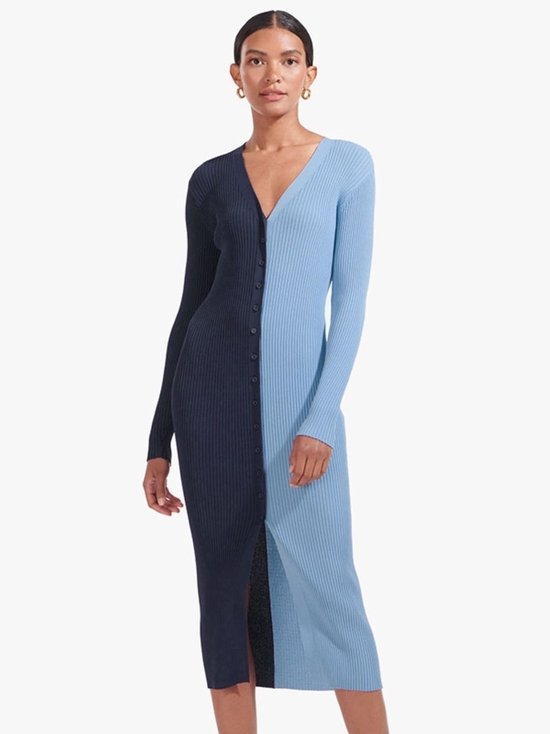 

StyleCast Women Colourblocked Bodycon Midi Dress, Blue