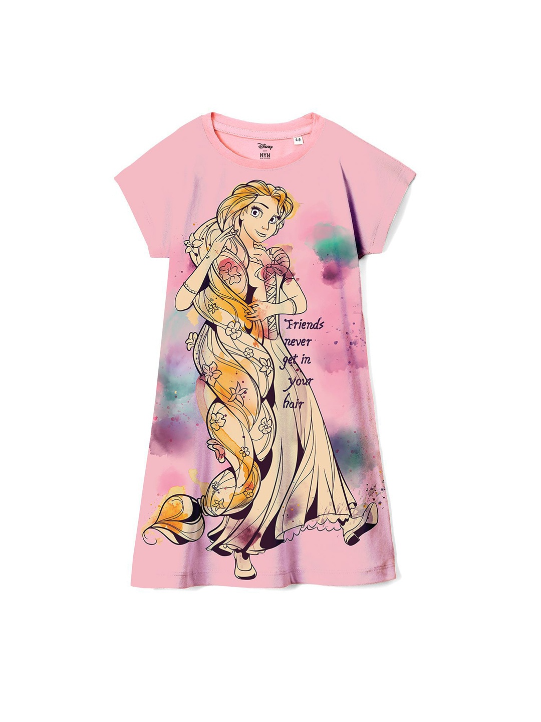 

Wear Your Mind Girls Graphic Printed Cotton A-Line Knee Length Dress, Pink