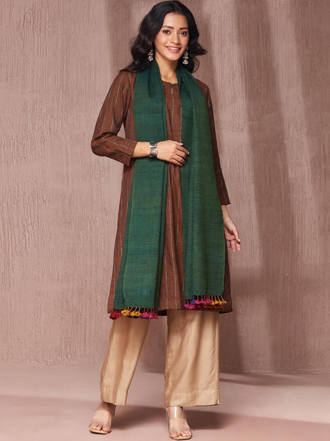 

Fabindia Women Woven Design Stole, Green