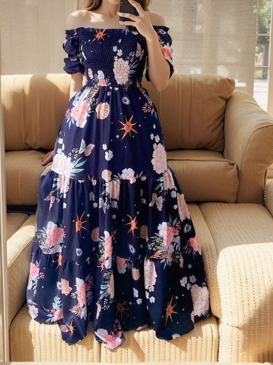 

StyleCast Women Floral Printed Gown Maxi Dress, Blue