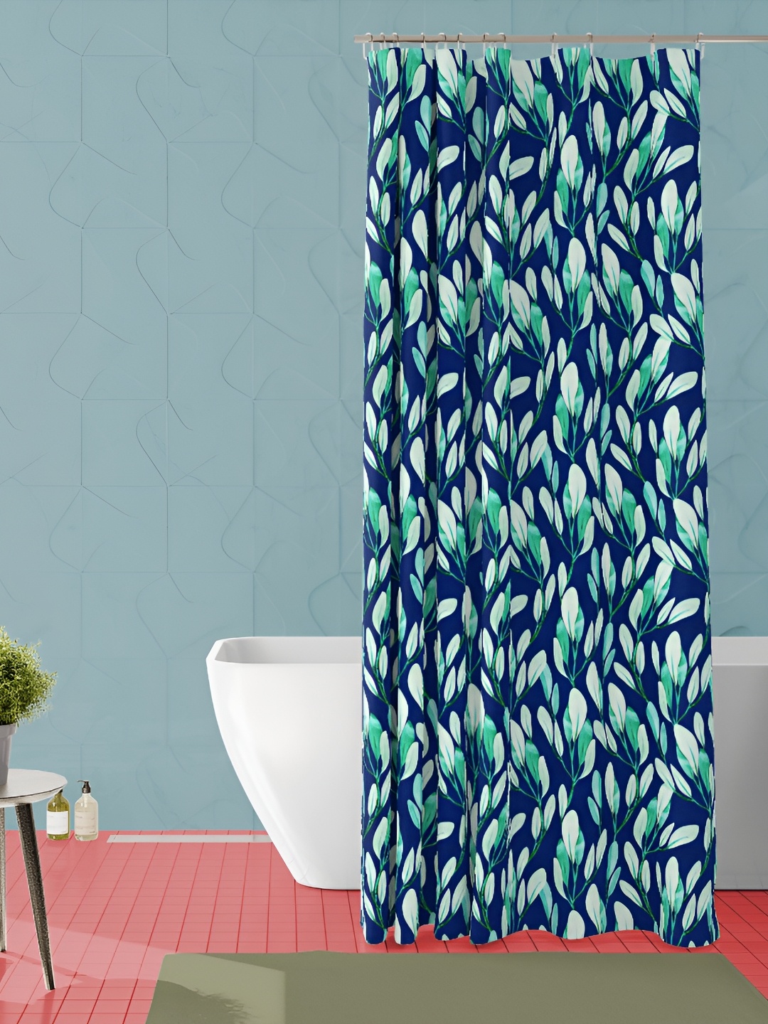 

ArtzFolio Blue & White Printed Waterproof Shower Curtain
