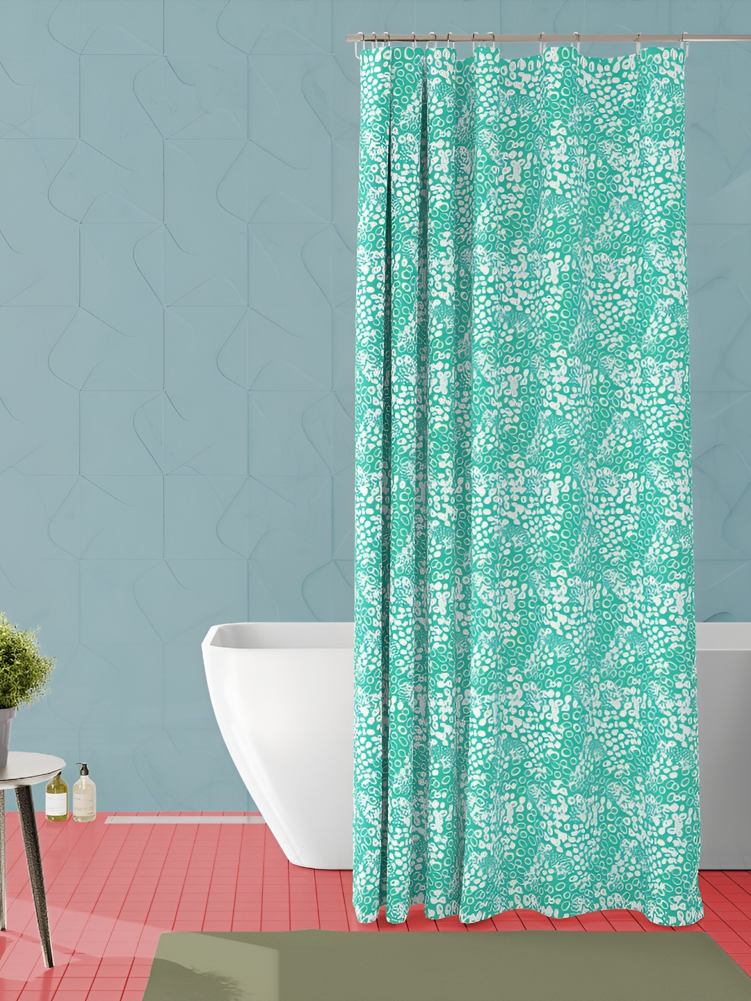 

ArtzFolio White & Green Abstract Printed Waterproof Shower Curtain