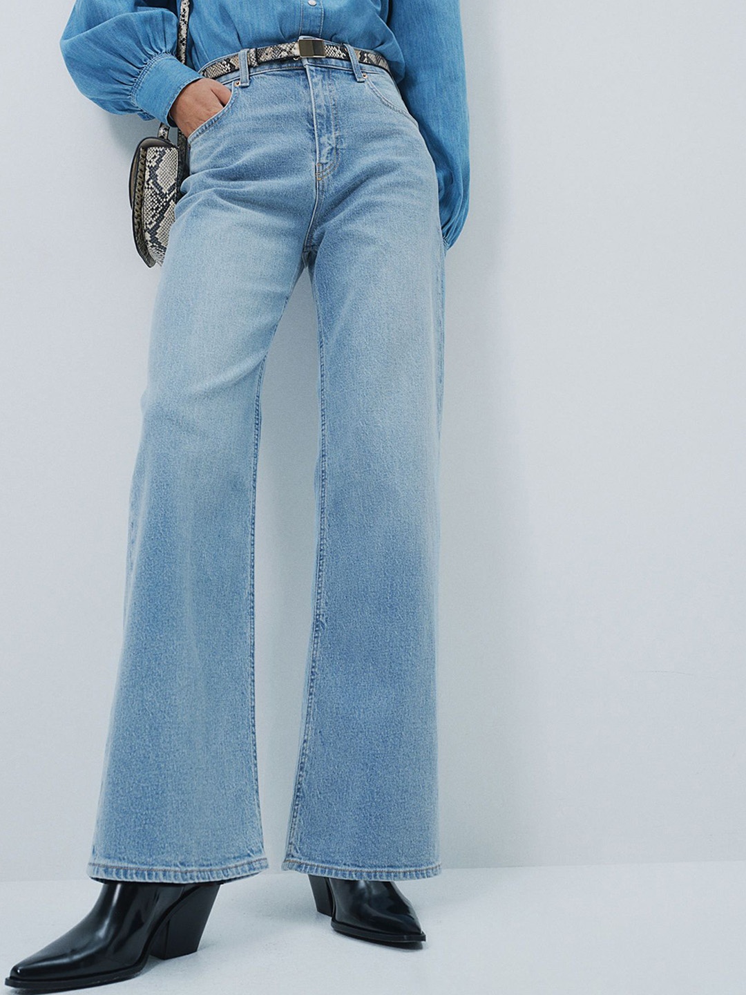 

H&M Wide High Jeans, Blue