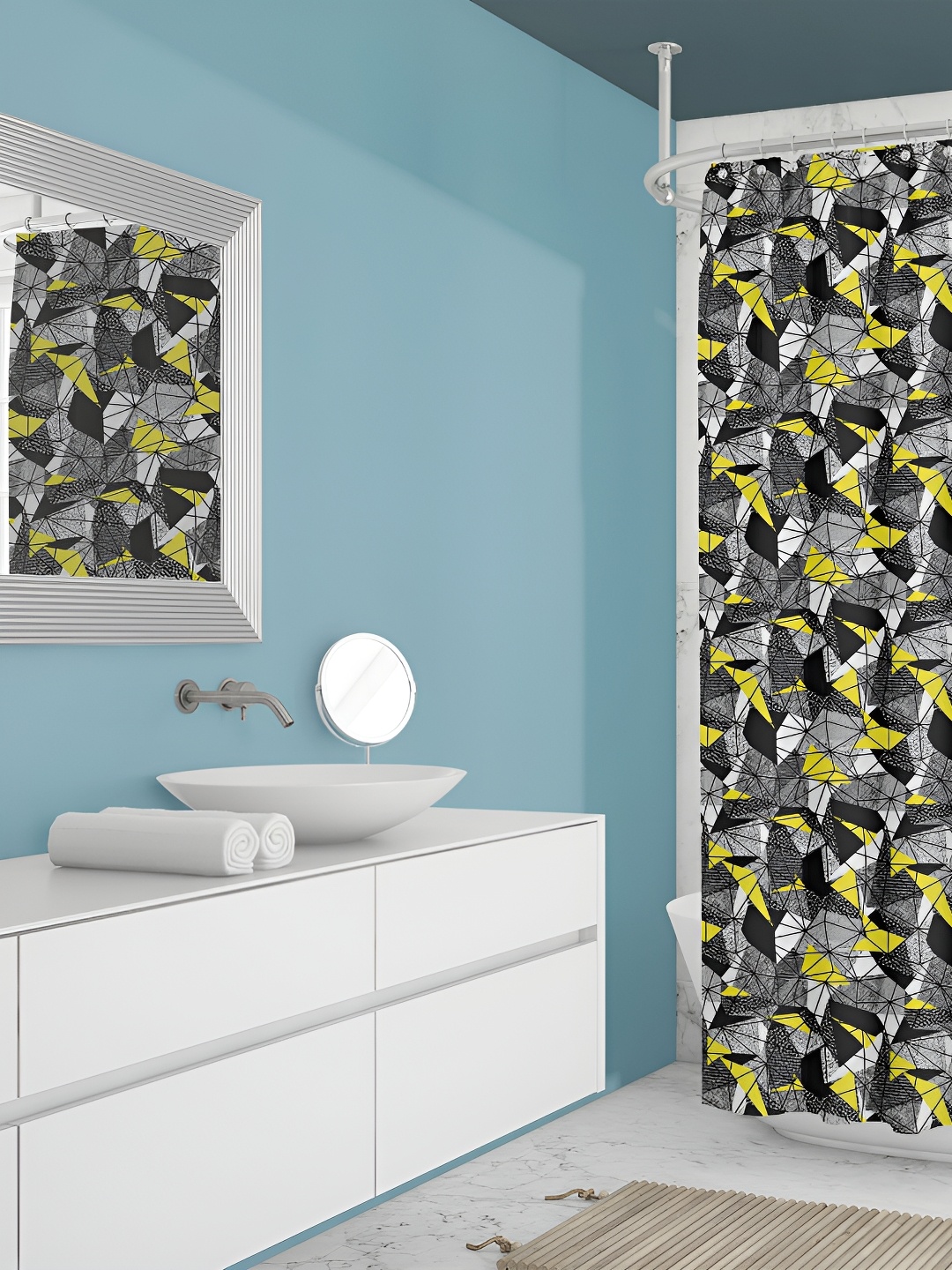 

ArtzFolio Black & Yellow Abstract Printed Waterproof Shower Curtain