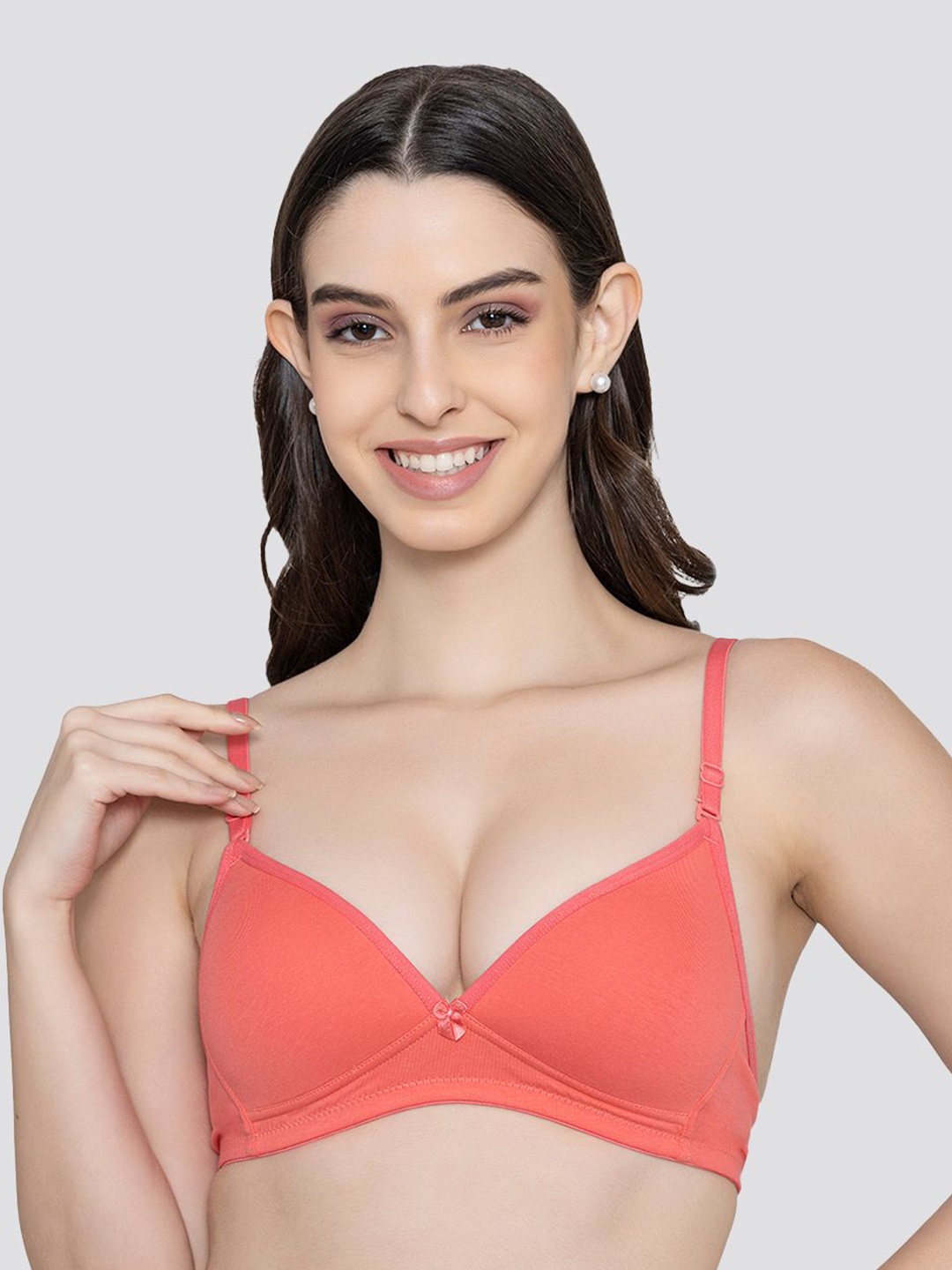 

K LINGERIE Half Coverage Lightly Padded Underwired Everyday Bra, Coral