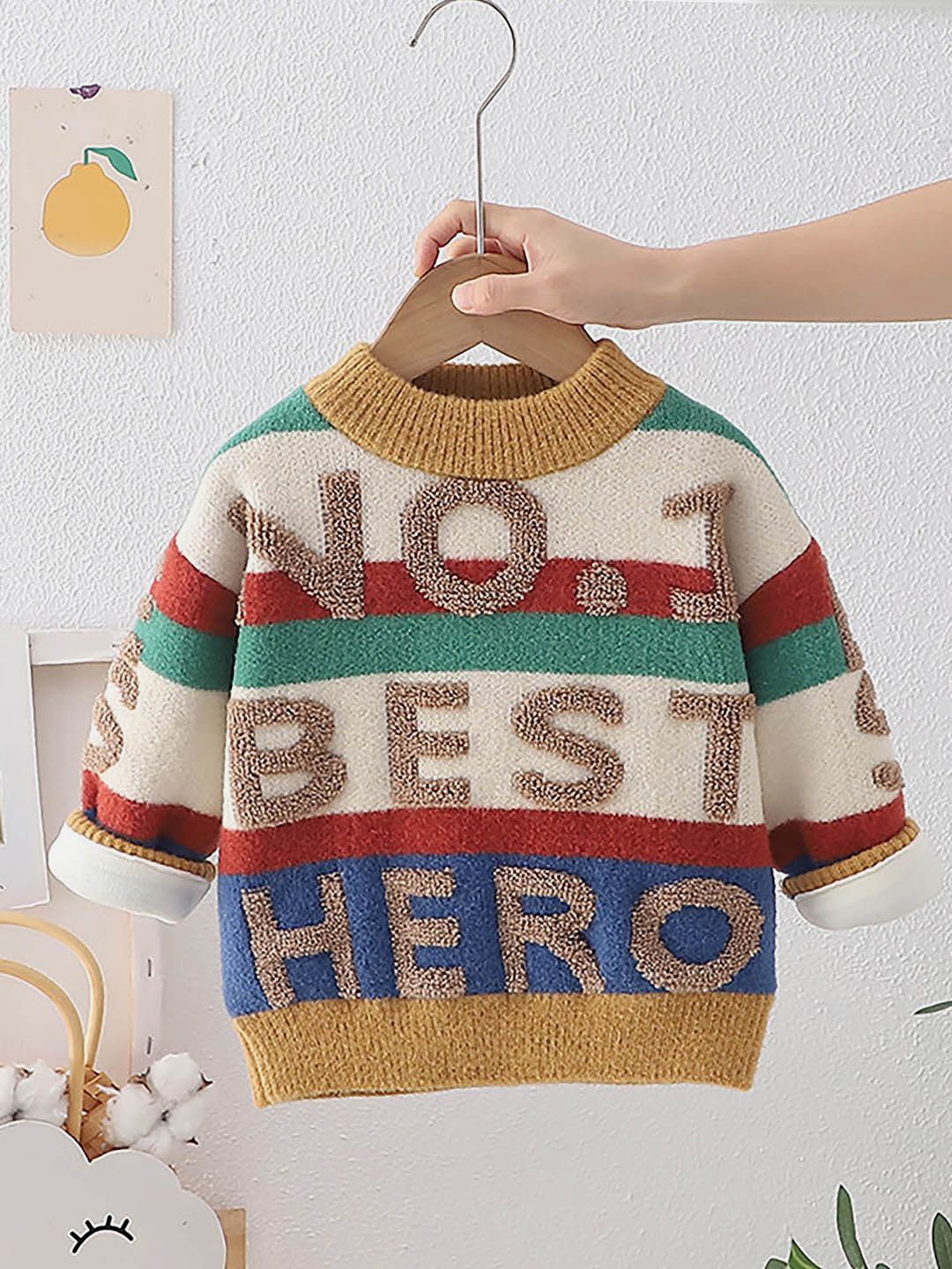

Little Surprise Box LLP Kids Typography Round Neck Long Sleeves Pullover Sweaters, Yellow