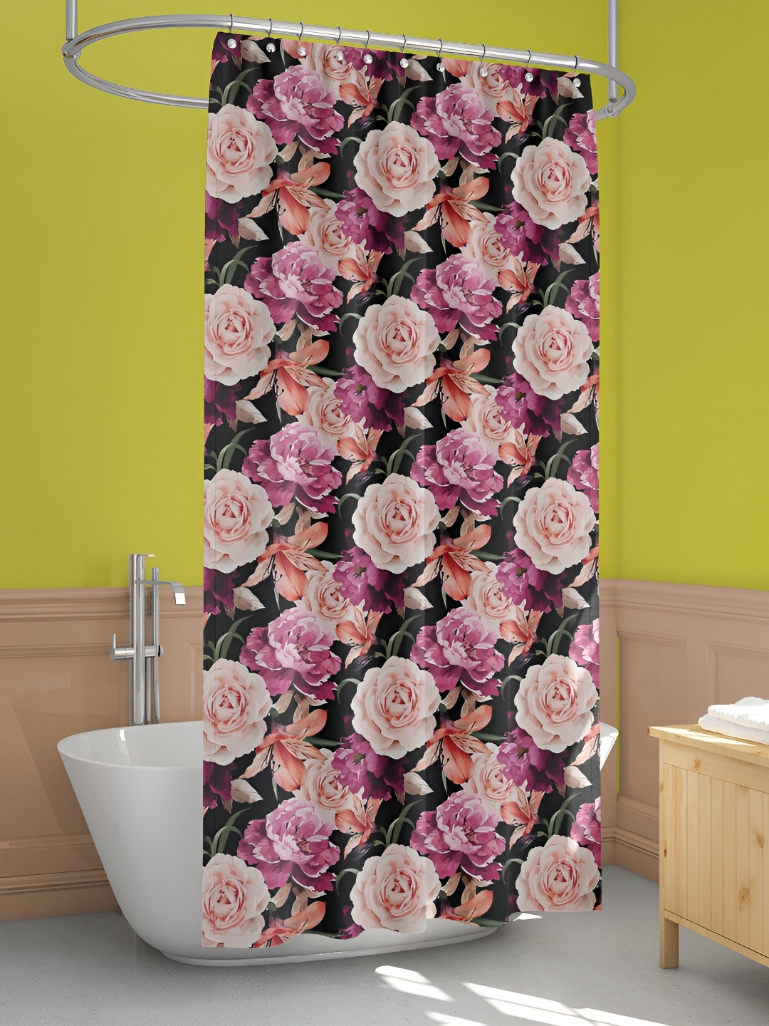 

ArtzFolio Black & Pink Printed Waterproof Shower Curtains