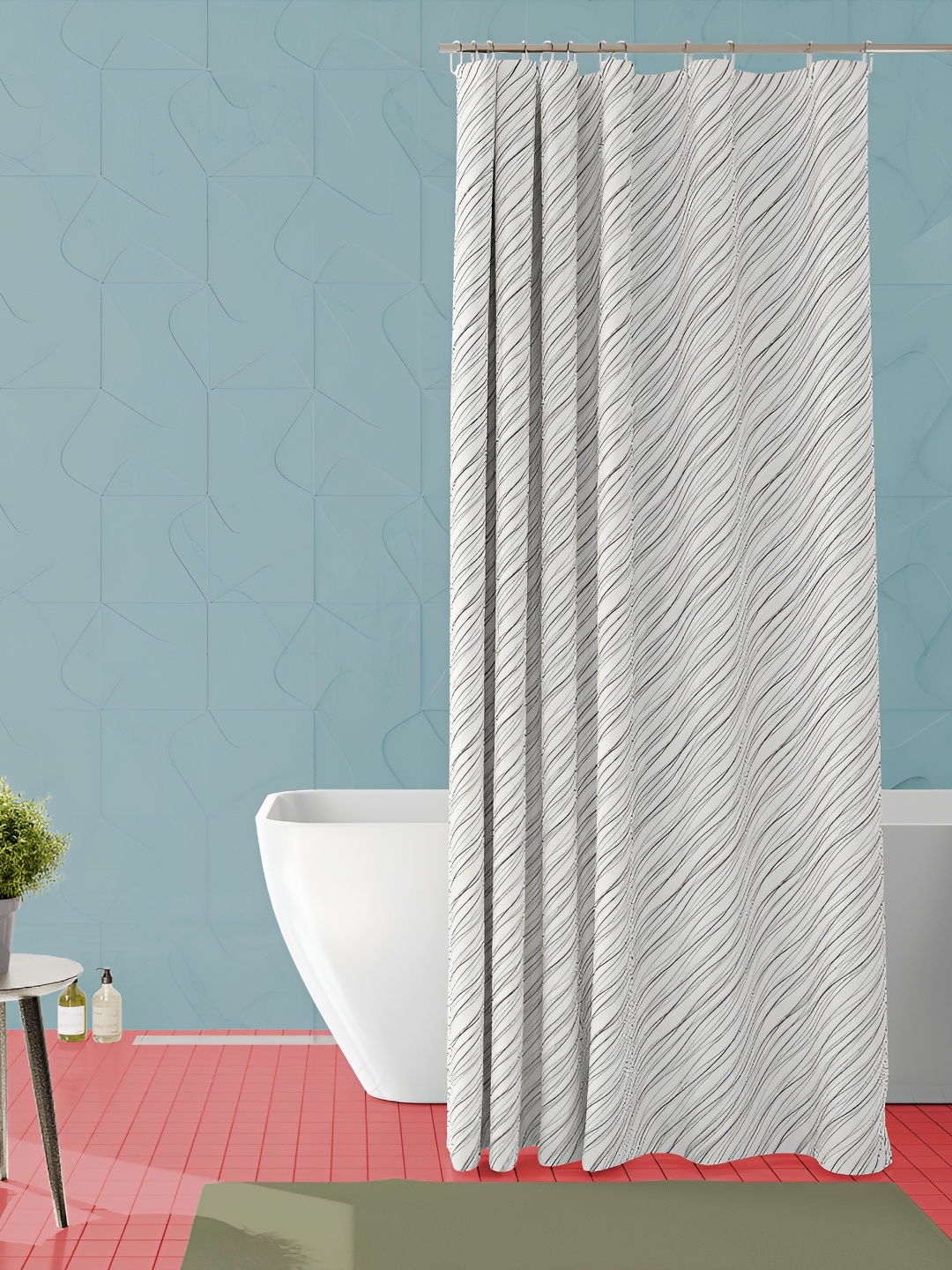 

ArtzFolio White & Grey Printed Waterproof Shower Curtain
