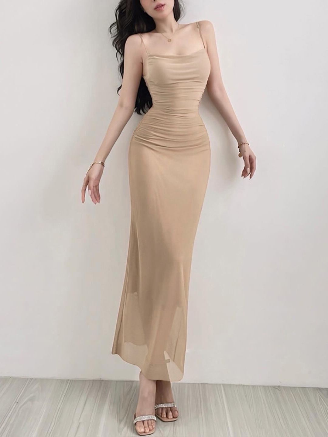 

KPOP Women Bodycon Maxi Dress, Khaki